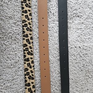 Stylish Leopard, Tan, and Black Women's Belt Set